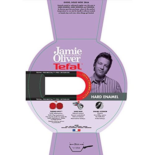 테팔 Tefal E60419 Jamie Oliver Emaillierte Wokpfanne 28 cm, Schwarz