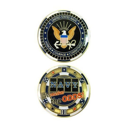 United States Military US Armed Forces USN Navy Gambling Chip We Make The Odds! - Good Luck Double Sided Collectible Challenge Pewter Coin by Eagle Crest