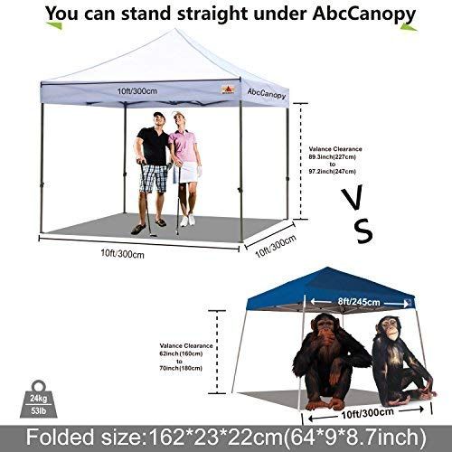  ABCCANOPY Pop up Canopy Tent Commercial Instant Shelter with Wheeled Carry Bag, 10x10 FT WHITE