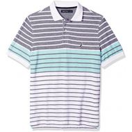 Nautica Mens Short Sleeve Colorblock Cotton Oxford Pique Polo Shirt