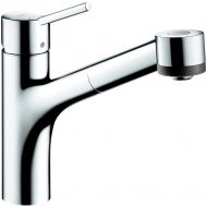 hansgrohe Talis S Easy Install 1-Handle 9-inch Tall Stainless Steel Kitchen Faucet with Pull Down Sprayer in Steel Optic, 06462860