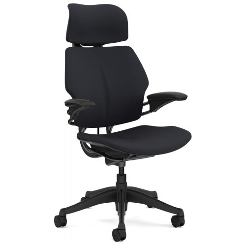  OFFICE Humanscale Freedom Office Desk Chair with Headrest - F211 Tall Height Cylinder - Standard Adjustable Duron Arms - F211G Graphite Frame Graphite Fabric - Soft Hard Floor Casters