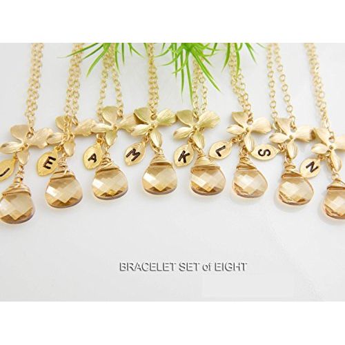  Danglingjewelry Personalized Bridesmaid Bracelet, Monogram Bracelet, Set of 8, Initial Bracelet, Bridesmaids Jewelry, Wedding Jewelry, Bridesmaid Gift