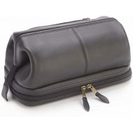 Royce Leather Toiletry Travel Wash Bag with Zippered Bottom Compartment