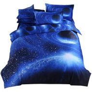 Cliab Galaxy Bedding Kids Boys Girls Queen Size Outer Space Duvet Cover Set 7 Pieces(Fitted Sheet Included)