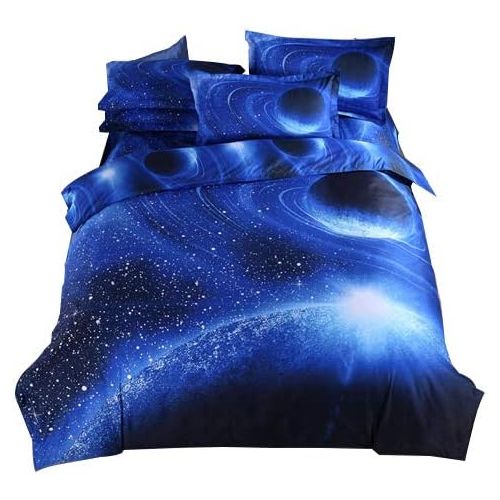  Cliab Galaxy Bedding Kids Boys Girls Queen Size Outer Space Duvet Cover Set 7 Pieces(Fitted Sheet Included)