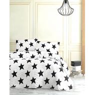 [아마존베스트]DecoMood Stars Bedding, Full/Queen Size Bedspread/Coverlet Set, Black and White Girls Boys Bedding, 3 PCS,