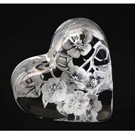 Akoko Art Handengraved Crystal Glass Baccarat Paperweight, Baccarat Crystal, Cherry Blossoms, Heart Paper Weight, Collector Gifts, Customized Crystal, Cherry Blossom, Hand Engraved Flowers, Valentine Gifts,