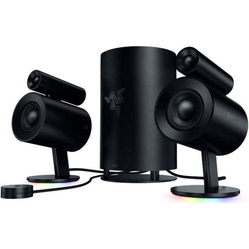 레이저 Razer Nommo Pro: THX Certified Premium Audio - Dolby Virtual Surround Sound - LED Illuminated Control Pod - Downward Firing Subwoofer - Powered by Razer Chroma - PC Gaming Speakers