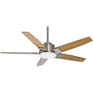 Casablanca 59109 Zudio 56-inch Brushed Nickel Ceiling Fan with reversible WalnutBurnt Walnut Blades and Clear Frosted Glass Light