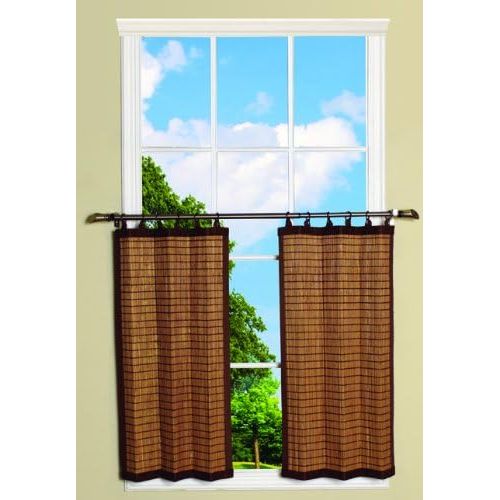  Bamboo Ring Top Curtain BRP07 2-Piece 48-Inch Wide x 36-Inch High Tier set, Colonial Brown