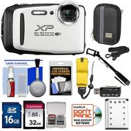 Fujifilm FinePix XP130 Shock & Waterproof Wi-Fi Digital Camera (White) with 32GB Card + Battery + Cases + Float Strap + Selfie Stick + Kit