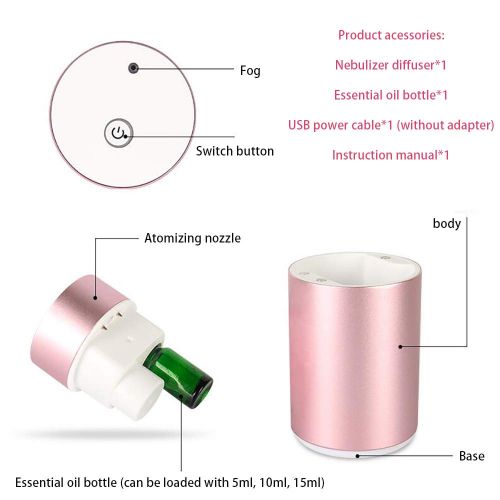  MEETGG Aromatherapy Aromatherapy Machine Essential Oil Nebulizer Mute No Water Cold Spray Mini Portable Car Diffuser Purification Air
