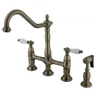 Kingston Brass KS1271PLBS Heritage Kitchen Faucet with Brass Sprayer, 8-3/4-Inch, Polished Chrome