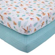 Disney Winnie The Pooh First Best Friends 2 Piece Fitted Crib Sheets, Aqua/Yellow/Gold