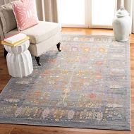 Safavieh Valencia Collection VAL108C Grey and Multi Vintage Distressed Silky Polyester Area Rug (3 x 5)