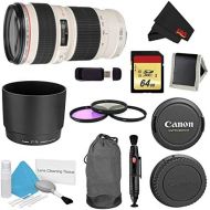 Canon (6AVE) Canon EF 70-200mm f4L USM Lens Bundle w 64GB Memory Card + Accessories 3 Piece Filter Kit (International Model)