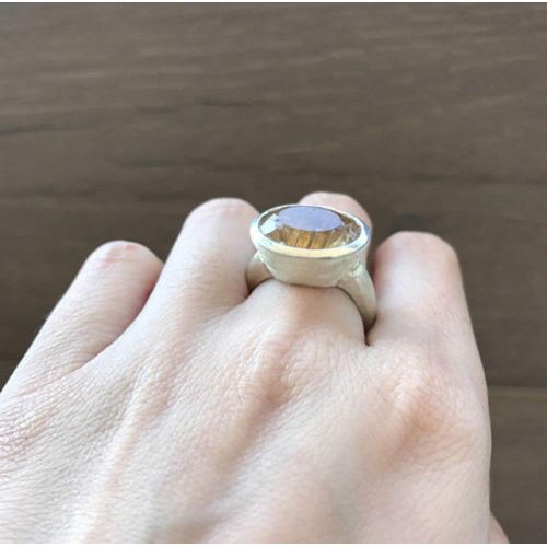  Belesas Oval Bold Statement Ring- Gold Rutile Quartz Ring- Rutilated Quartz Ring- Unique Gemstone Ring- Solitaire OOAK Ring- Jewelry Gifts for Her