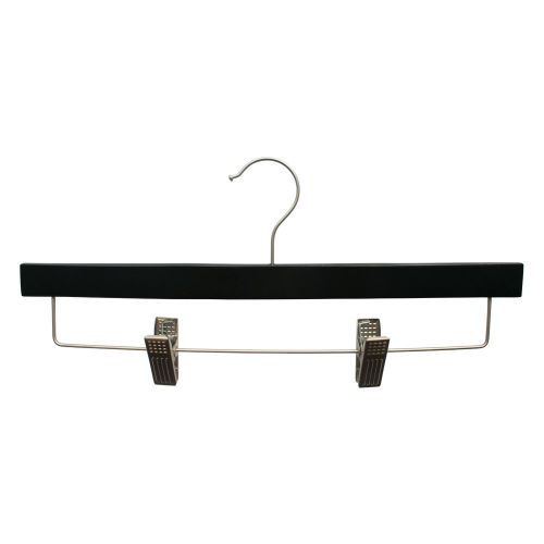  NAHANCO SL70214RC20 14 Slim Line Space Saving Wooden Skirt Hanger with Clips (Pack of 20), Black