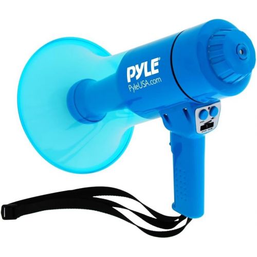  Pyle Waterproof Megaphone Bullhorn and Flashlight - Portable Compact 40W PA Includes Rechargeable Battery, Alarm Siren, Adjustable Volume, Handheld Lightweight Speaker, LED, Indoor Outd