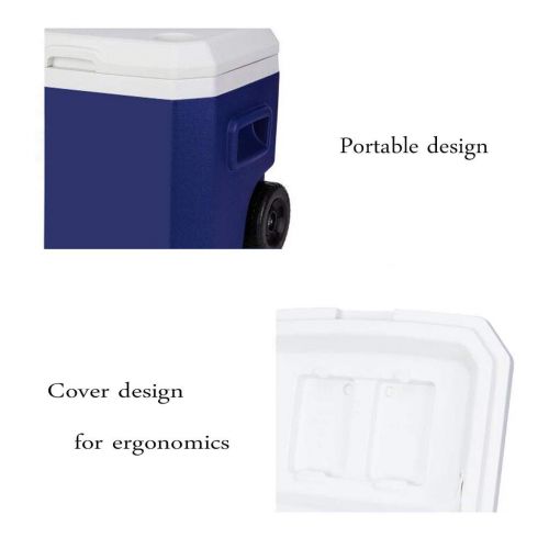  LIYANBWX Mini Fridge Cooler & Warmer Hot or Cold Cool Box with 4 Cup Holders and Retractable Handles Blue 52 Litre Capacity - Ideal for Home Bedrooms Offices Camping Car