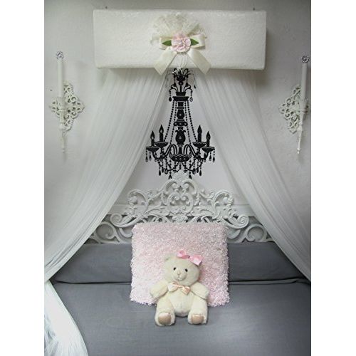  So Zoey Boutique Shabby Chic Bed Canopy Lace Cream Ivory pink white sheer curtains