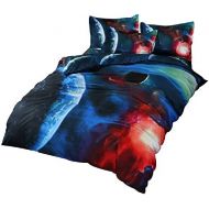 [아마존베스트]YOUSA Colorful Galaxy Print Bedding 3d Outer Space Bedding Set Twin (01)