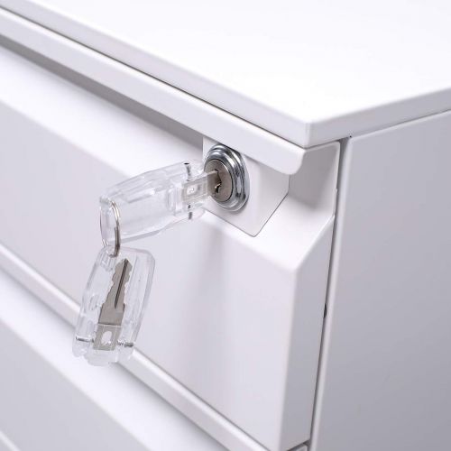 제네릭 Office file organizer GREATMEET Locking File Cabinet, 3 Drawer Rolling Metal Filing Cabinet With 5 Wheels Fully Disassembled (White)