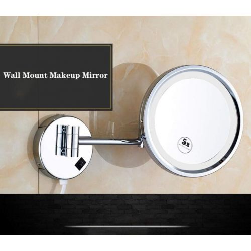  GGMIN LED Lighted Vanity Mirror, Double Sided 360° Rotation Magnifying Mirror, Extendable Cosmetic Mirror for Spa and Hotel,Oil-Rubbed Bronze_8.5 inches