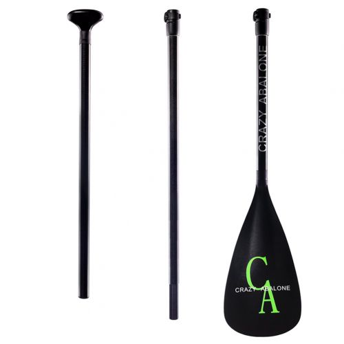  CRAZY ABALONE 3 Piece Adjustable SUP Paddle Ultralight Stand Up Paddle with Plastic Pole Carbon Blade and Handle Black