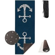 AAA.Yongfugui Anchors Aweigh in Silver Glitter On Navy,Yoga Mat Made to Measure,Yoga Towel Exercise Mat Non-Slip Base Fastness Waterproof Yoga Mats Fitness