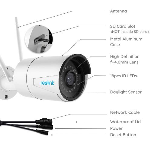  REOLINK Reolink RLC-410W Wireless Security Camera for Outdoor Surveillance, Ideal for Home and Business. Dual Band WiFi, 1440p HD, Night Vision, Motion Sensor, SD Card Slot