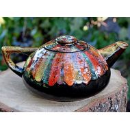 The ceramic teapot is made of high-quality potter Teapot rainbow, Handmade ceramic teapot, Anniversary gifts for couples, Multicolor stoneware teapot, Best Gift For Women Men: Kitchen & Dining