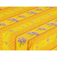 Le Cluny French Linens 60x96 Rectangular Lavender Yellow Cotton Coated Provence Tablecloth by Le Cluny