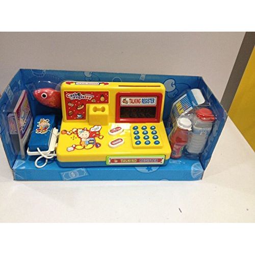  Dazzling toys Kids Toy Supermarket Store Playset - 12 Piece Set with Play Shop Cash Register, Barcode Scanner, Food Items, Money and More - By Dazzling Toys