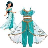 None Girls Aladdins Lamp Jasmine Princess Costumes Cosplay for Children Halloween Party Belly Dance Dress Indian Princess Costume