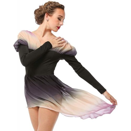  Alexandra Collection Womens Belle Long Sleeve Skirted Lyrical Dress Dance Costume