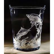 Akoko Art Handengraved Crystal Glass Marlin Charging Ice Bucket, Engraved Ice Bucket, Hand Engraved Barware, Ice Bucket etched, Fathers Day gifts, Housewarming Gifts