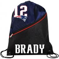 FOCO New England Patriots Official High End Diagonal Zipper Drawstring Backpack Gym Bag - Tom Brady #12