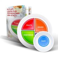 Super Healthy Kids MyPlate Portion Plate for Teens and Adults, Plus Dairy Bowl and Nutrition Lesson Plan Teaching Tool
