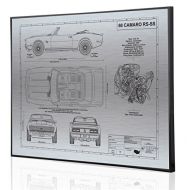 Engraved Blueprint Art LLC 1968 Chevrolet Camaro Convertible RS-SS 396 V8 Blueprint Artwork-Laser Marked & Personalized-The Perfect Camaro Gifts