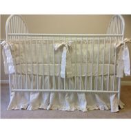 SuperiorCustomLinens Cream Baby Bedding - Crib Bumpers, Crib Skirt, Crib Sheets, Handmade Natural Linen Crib Bedding Set, Cream Baby Bedding Set, FREE SHIPPING
