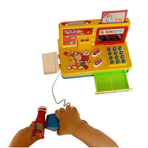  Dazzling toys Kids Toy Supermarket Store Playset - 12 Piece Set with Play Shop Cash Register, Barcode Scanner, Food Items, Money and More - By Dazzling Toys