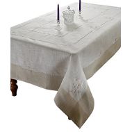 Violet Linen Espirit Embroidered Floral Design Oblong/Rectangle Tablecloth, 70 x 120, Pink