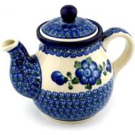 Polmedia Polish Pottery Polish Pottery Tea or Coffee Pot 20 oz Blue Poppies