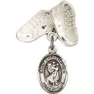 Unknown Sterling Silver Baby Badge with St. Christopher Charm and Baby Boots Pin 1 X 58 inches