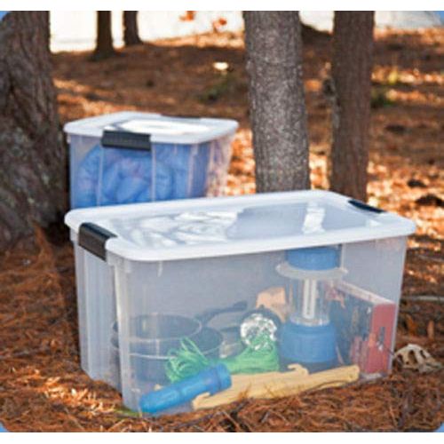  MRT SUPPLY 70 Quart Ultra Latch Storage Box with Lid & See-Through Base (16 Pack) with Ebook