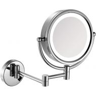 8 inches LED Lights Vanity Cosmetic Magnifying Makeup Mirrors Wall Bathroom Magnification Shaving Mirror with Electrical Plug Chrome,7X