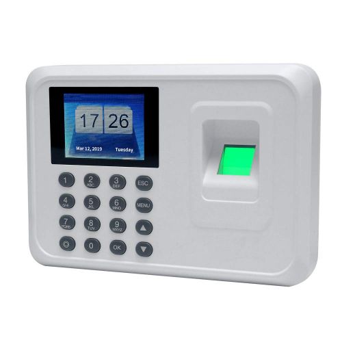  Aibecy Intelligent Biometric Fingerprint Password Attendance Machine Employee Checking-in Recorder 2.4 inch TFT LCD Screen DC 5V Time Attendance Clock