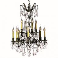 Worldwide Lighting Windsor Collection 12 Light Antique Bronze Finish and Clear Crystal Chandelier 24 D x 36 H Two 2 Tier Large